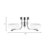 Modernist Glass Semi Flushmount Ceiling Light - 3 Head Chrome Led Fixture