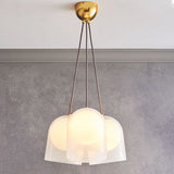 Modern White Glass 3-Light Pendant Lamp With Gold Accents For Living Room Ceiling - Bell Multi Light