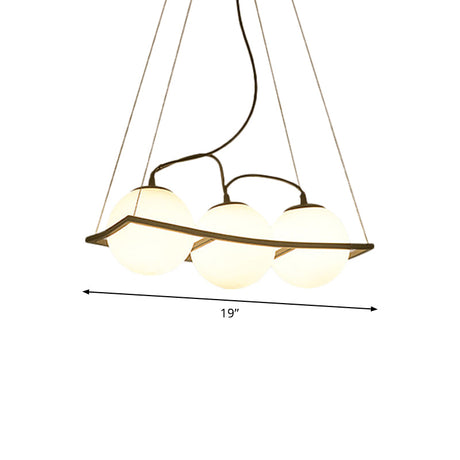 Modernist Frosted Glass Pendant Light With Globe Design - 3/4 Lights Black Frame For Ceiling Hang