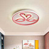 Romantic Swan Flushmount Led Ceiling Light - Modern Acrylic Design In Pink