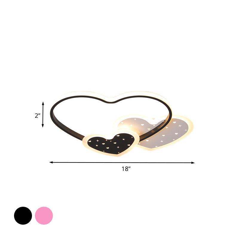 Love Family Flushmount Macaron Led Ceiling Light For Kids Room- Pink/Black