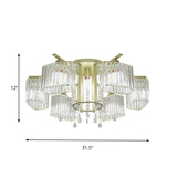 Modern 5/7 Bulb Ceiling Light With Clear Crystal Block Shade - Perfect For Bedrooms!