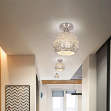 Modern Mini Dome Ceiling Flush Mount Light Fixture Chrome Finish Single Apartment Aluminum Design