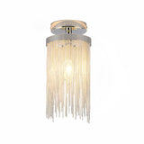 Modern Aluminum Small Flushmount Ceiling Light With Cascading Fringe 1-Light Green/Gold/Blue