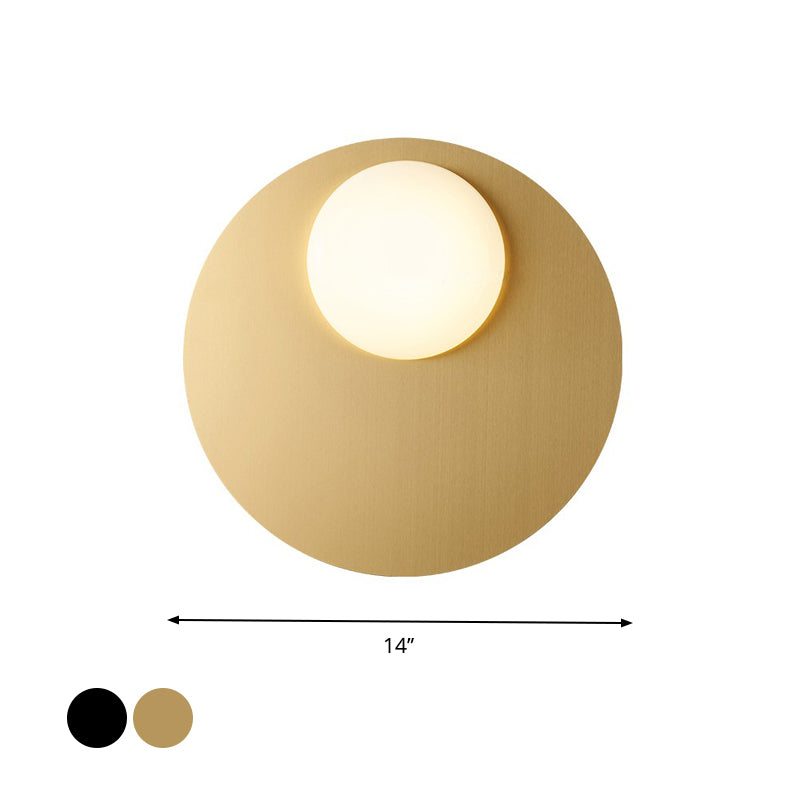 Modern Cream Glass Flush Mount Lamp: Designer 1-Light Ceiling Fixture With Black/Brass Disk Top