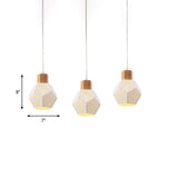 Nordic Iron Mesh Pendant Lamp With Faceted Bottle Design - 3 White And Wood Bulbs For Multi-Light