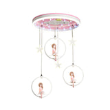 Kids Led Ceiling Light With Princess/Astronaut Theme - Pink/Blue Flush Mount Circle Lamp