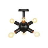 Industrial Metallic Sputnik Semi Flush Light Fixture - Stylish Black Coffee House Mount Lamp With