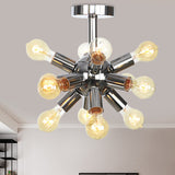Vintage Semi-Flush Mount Ceiling Lamp With Chrome/Gold Sputnik Design Available In 6 9 Or 12 Lights