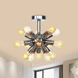 Vintage Semi-Flush Mount Ceiling Lamp With Chrome/Gold Sputnik Design Available In 6 9 Or 12 Lights