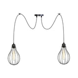 Vintage Iron Pear Cage Swag Pendant Lamp Black Multiple Hanging Lights 2/3/6 Light Options