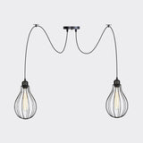 Vintage Iron Pear Cage Swag Pendant Lamp Black Multiple Hanging Lights 2/3/6 Light Options