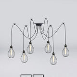 Vintage Iron Pear Cage Swag Pendant Lamp Black Multiple Hanging Lights 2/3/6 Light Options