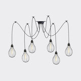 Vintage Iron Pear Cage Swag Pendant Lamp Black Multiple Hanging Lights 2/3/6 Light Options