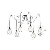 Vintage Iron Pear Cage Swag Pendant Lamp Black Multiple Hanging Lights 2/3/6 Light Options
