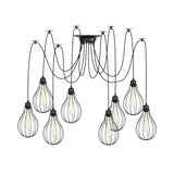 Vintage Iron Pear Cage Swag Pendant Lamp Black Multiple Hanging Lights 2/3/6 Light Options