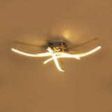 Modern Metallic Led Silver Semi Flush Ceiling Light | Crossing Wave Flushmount Lamp (Warm/White