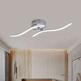 Contemporary Nickel Semi Flush Led Flushmount For Living Room - Warm/White Light / Warm