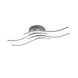 Sleek Nickel Finish 4-Wavy Linear Semi Flush Mount Led Ceiling Light For Bedroom - Warm/White Glow