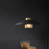 Modernist Black Wide Flare Ceiling Light: 1-Head Metal Pendant Lamp For Restaurants