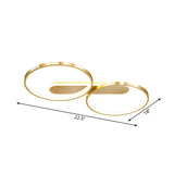 Gold Metal Led Bedroom Flush Ceiling Light - Minimalist Dual Loop Design Warm/White