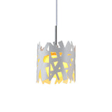 Modern Iron Cylinder Pendant Light: White Finish 1 Bulb Ceiling Suspension Lamp