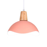 Macaron Iron 1-Light Hanging Lamp In Waving Dome Design - Pink/Yellow/Green Finish For Dining Room
