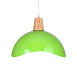 Macaron Iron 1-Light Hanging Lamp In Waving Dome Design - Pink/Yellow/Green Finish For Dining Room