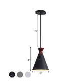 Modernist Iron 1-Head Bedside Pendant Light In Black/Grey/White - Wide Flare Drop Design