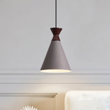 Modernist Iron 1-Head Bedside Pendant Light In Black/Grey/White - Wide Flare Drop Design