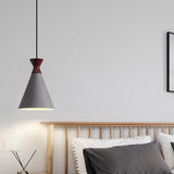 Modernist Iron 1-Head Bedside Pendant Light In Black/Grey/White - Wide Flare Drop Design