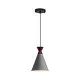 Modernist Iron 1-Head Bedside Pendant Light In Black/Grey/White - Wide Flare Drop Design