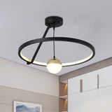 Black Acrylic Led Ceiling Flushmount Lamp - Simple Ring Design For Bedroom