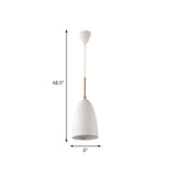 Modern White Drop Pendant Light With Bullet Iron Shade For Bedroom