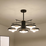 Modern Semi Mount Black Finish Led Ceiling Lamp 5/6 Heads With Acrylic Shade 25.5/29.5 Wide