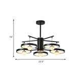 Modern Semi Mount Black Finish Led Ceiling Lamp 5/6 Heads With Acrylic Shade 25.5/29.5 Wide