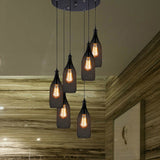 Industrial Style Black Metal Pendant Light With 3/6 Lights Mesh Shade And Restaurant Hanging Lamp