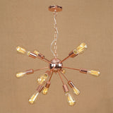 Copper/Chrome Sputnik Chandelier - Retro Metal Pendant Light With 9/12 Lights Stylish Ceiling Lamp