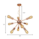 Copper/Chrome Sputnik Chandelier - Retro Metal Pendant Light With 9/12 Lights Stylish Ceiling Lamp