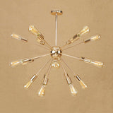 Modern Farmhouse Iron Chandelier Light - 18/21 Lights Copper/Gold Finish Sputnik Ceiling Fixture For
