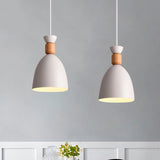 Grey/White/Green Macaron Style Dome Pendant Light With Adjustable Cord - Perfect For Over Table