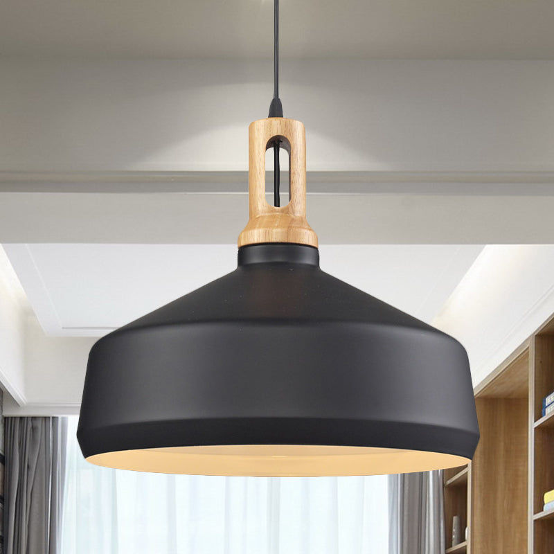 Modern Hanging Ceiling Light With Cone/Drum Shade - 1-Light Aluminum Pendant For Dining Room