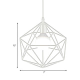 Industrial Geometric Metal Pendant Light - 1 Black/White 7/8.5/11 W For Living Room