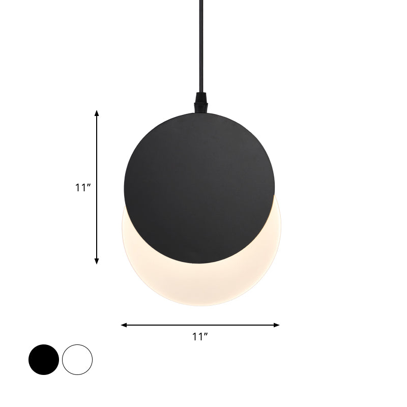 Modern Led Pendant Hanging Lamp - Rotatable Crescent Drop Light With Acrylic Shade In Black/White