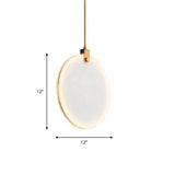 Modern White Glass Pendant Lamp With Led In 8/10/12 Diameter And Warm Light