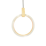 White Bedroom Suspension Pendant With Acrylic Shade And Ring Detail - 8’/12’/16’ Dia