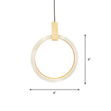 Modern Bedroom Pendant Light With Acrylic Shade And Hanging Ring - White Ceiling 8/12/16 Dia