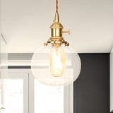 Vintage Globe Pendant 1-Light Fixture For Foyer With Clear Glass / 1