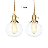 Vintage Globe Pendant 1-Light Fixture For Foyer With Clear Glass / 2