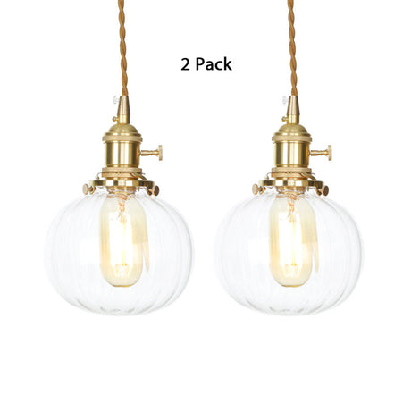 Vintage Globe Pendant 1-Light Fixture For Foyer With Clear Glass / 2
